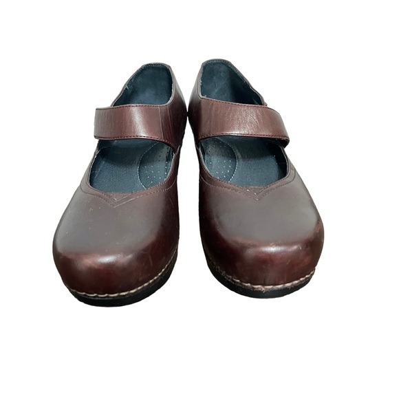 Dansko Tandy Low Heel Clogs Leather Maroon Mary Jane Comfort Womens Euro 39 - Picture 2 of 9